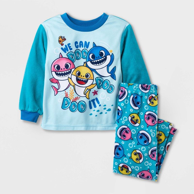 Toddler Boys&#39; 2pc Baby Shark Fleece Pajama Set - Green, 1 of 4