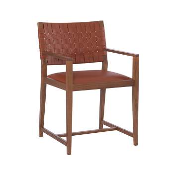 Dallen Mid-Century Modern Faux Leather Dining Chair Brown - Linon