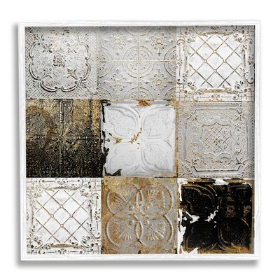 Stupell Industries Antique Tile Pattern Collage Framed Giclee