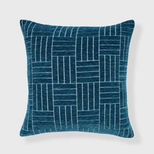 Staggered Striped Chenille Woven Jacquard Square Throw Pillow - freshmint - 1 of 4