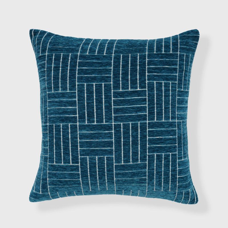 Staggered Striped Chenille Woven Jacquard Square Throw Pillow - freshmint, 1 of 7