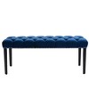 TinyHomieHeng Ming Upholstered Tufted Velvet Bench Ottoman Blue - 2 of 4