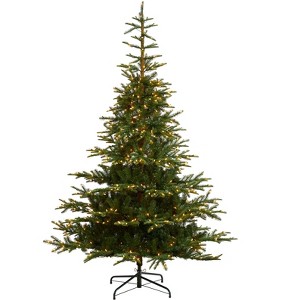Nearly Natural 8-ft Layered Washington Spruce Artificial Christmas Tree with 650 Clear Lights and 1561 Bendable Branches - 1 of 4