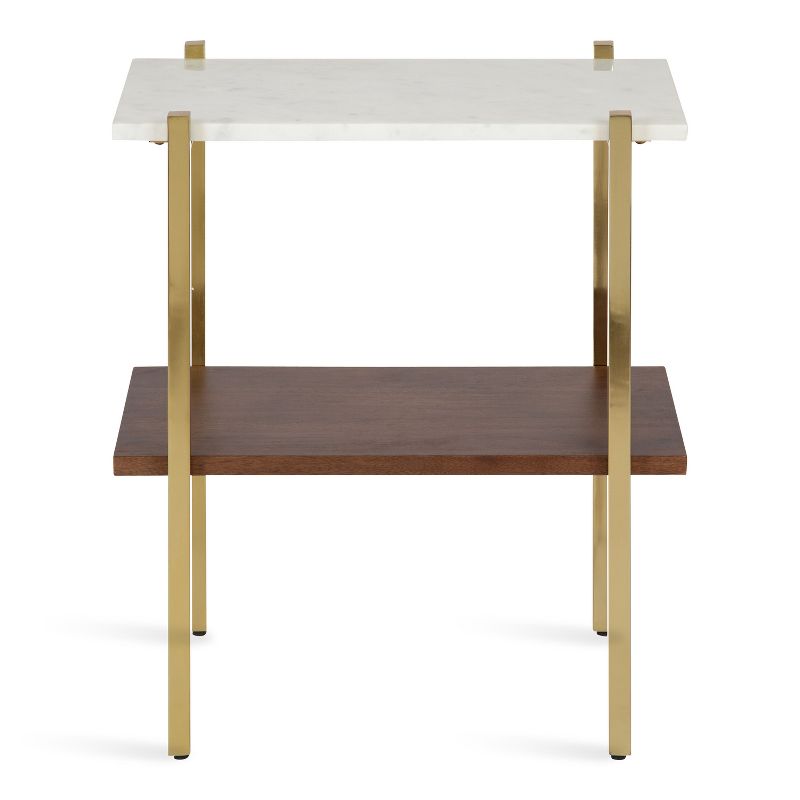 Kate and Laurel Abcott Rectangle Wood Side Table, 20x12x24, White and Walnut Brown, 4 of 11