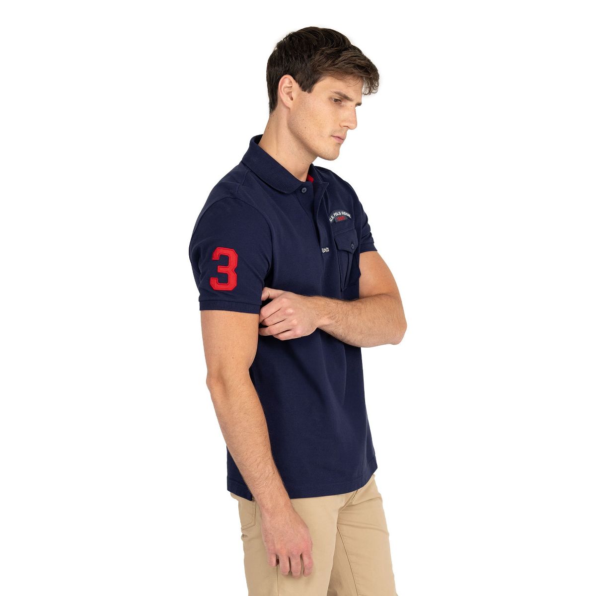 U.S. Polo Assn. Men's Slim Fit Stretch Pique Polo with Chest Pocket - thumbnail 2