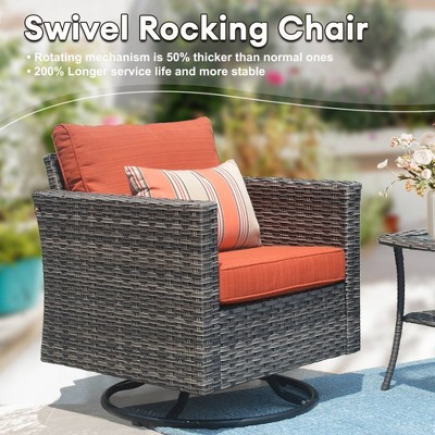 Gray Rattan 7-Person Outdoor Patio Set with Fire Pit