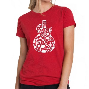 LA Pop Art Music Notes Guitar - Women's Premium Blend Word Art T-Shirt - 1 of 4