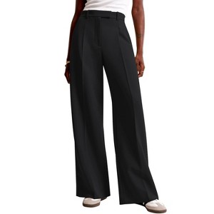 Women Wide Leg Pants High Waisted Business Casual Work Trousers Dressy Pants with Pockets - 1 of 2