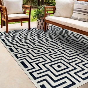 Hauteloom Zevi Blue Outdoor Rug - 1 of 4