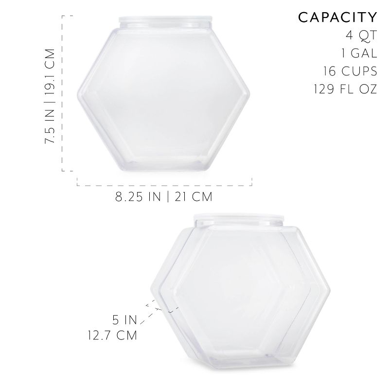 Cornucopia Brands Gallon Plastic Container Candy Jars, 2pk; Hexagon Shaped Countertop Display Containers; Cookie / Snack Storage, 3 of 9