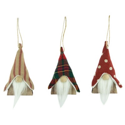 Northlight Set Of 3 Wooden Gnomes Christmas Ornaments 4