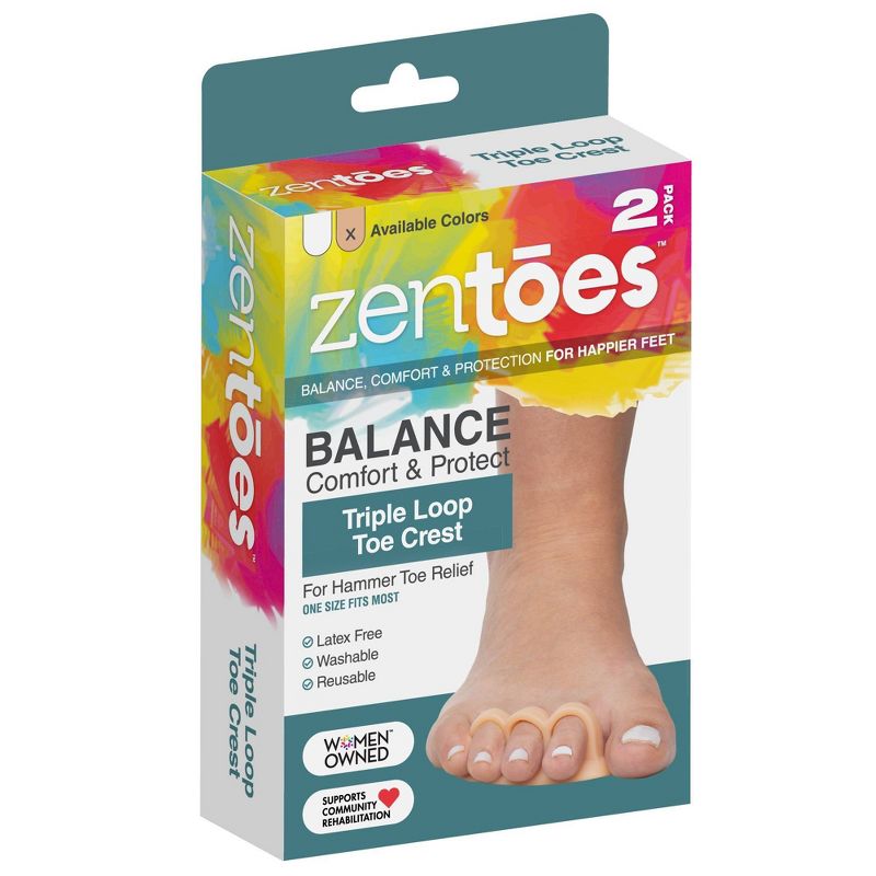 ZenToes Triple Loop Toe Crest for Hammer Toes - Beige - 2pk, 1 of 7