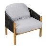Outdoor Acacia Wood Club Chair with Rope Woven Back,Lounge Chair with Cushion for Patio or Garden,Wooden Armrest Club Chair-Coolbibila - 2 of 4