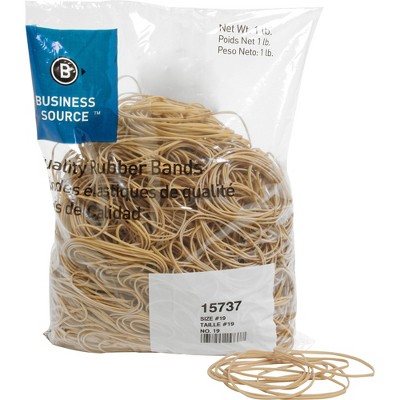 Business Source Rubber Bands Size 19 1 lb./BG 3-1/2"x1/16" Natural Crepe 15737