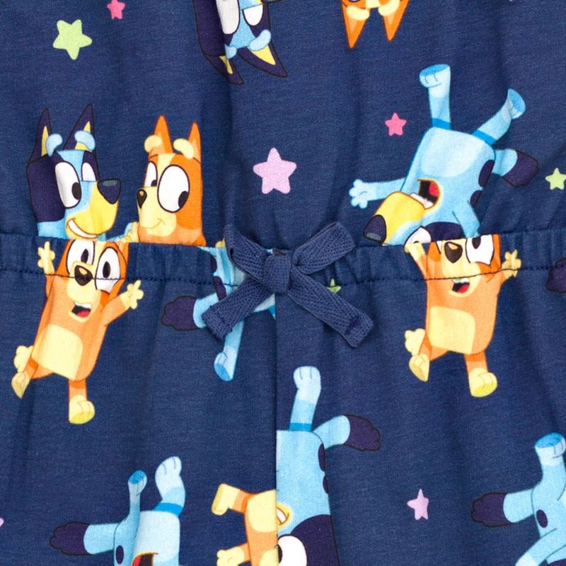 Bluey Bingo Polly Puppy French Terry Sleeveless Romper Infant to Big Kid, 5 of 7