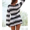 Eomenie Women Crochet Swim Cover Up Summer Bathing Suit Hollow Out Long Sleeve Dress Coverup Mesh Knit Beach Outfits - 2 of 3