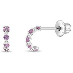 Girls' Tiny CZ Hugger Screw Back Sterling Silver Earrings - In Season Jewelry - 1 of 4