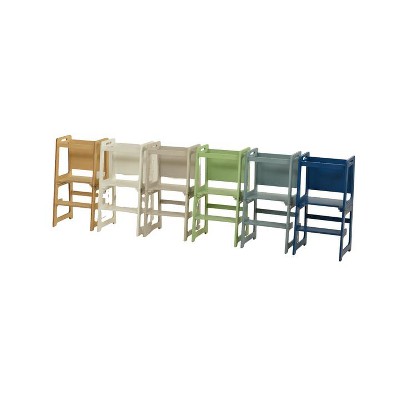 White Foldable Wooden Toddler Kitchen Step Stool