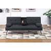 RISOKEYS Faux Leather Convertible Sofa - Tufted Upholstered Plush Cushion Couch Sofa W/Adjustable Backrest, Folding Cup Holder for Livingroom - 4 of 4