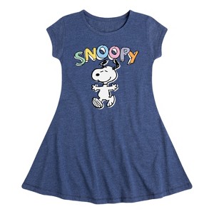 Girls' - Peanuts - Snoopy Sketchy Fit & Flair Cap Sleeve Dress - 1 of 4