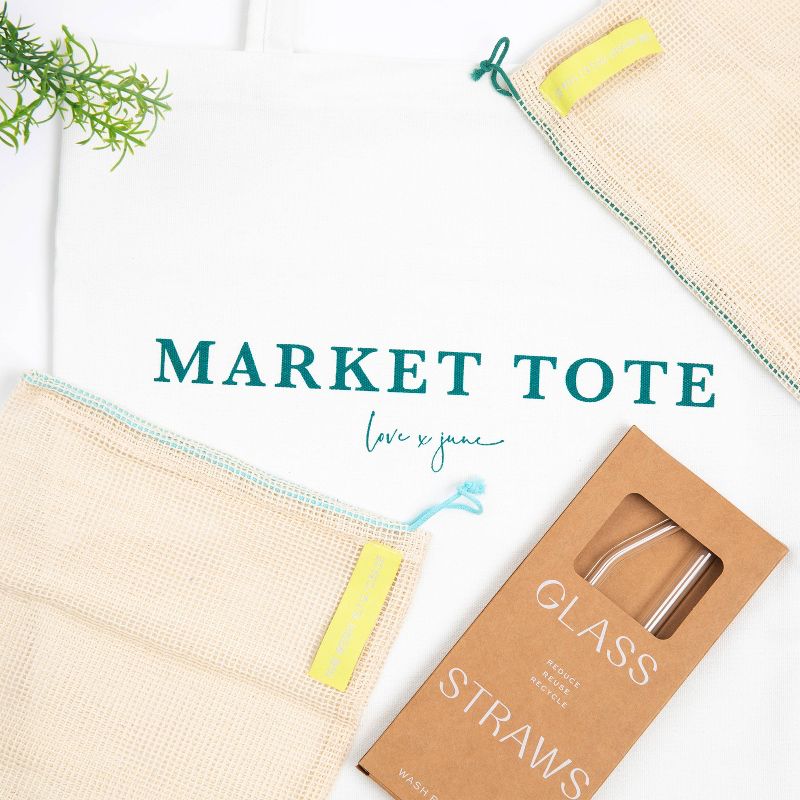 Eco Kit with Reusable Produce Bag, Reusable Straws and Market Tote, 4 of 6