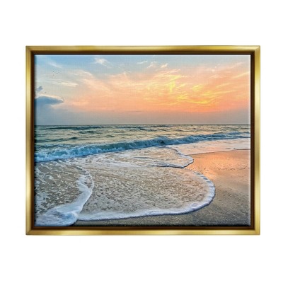 Stupell Industries Vast Panoramic Beach Layered Waves Framed Canvas