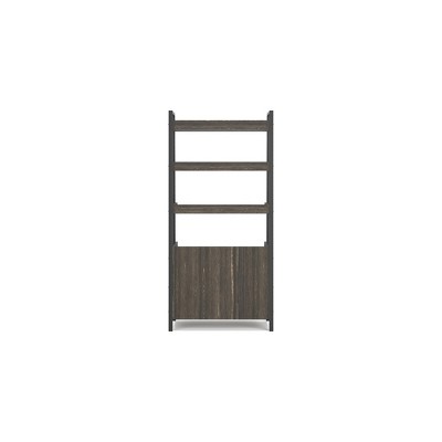 Zendex 72" Dark Brown Wood and Metal Bookcase with Cabinet
