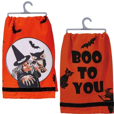 Decorative Towel 28.0" Owl Witch & Boo To You Halloween 100% Cotton Kitchen  -  Kitchen Towel