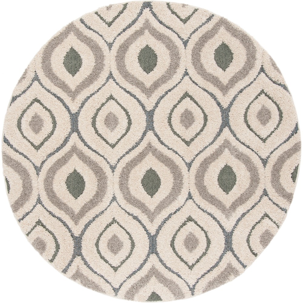 6'7in Shapes Loomed Round Area Rug Cream/Light Blue - Safavieh