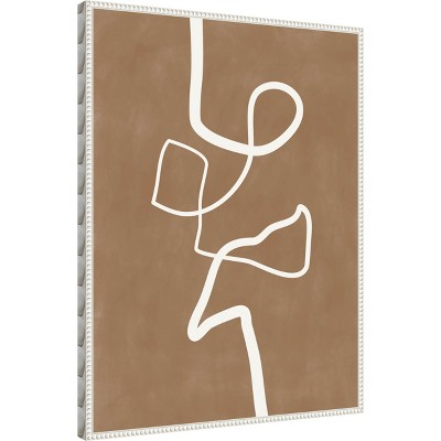 Beaded Framed Abstract Brown and White Canvas Art