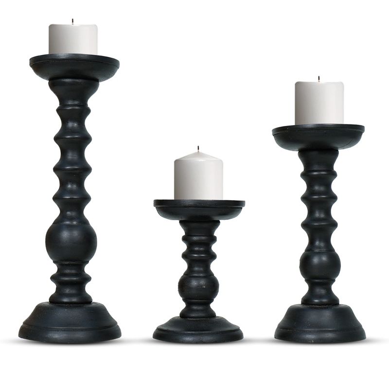 Mela Artisans Black Farmhouse Candle Holders for Pillar Candles (Set of 3), 1 of 6
