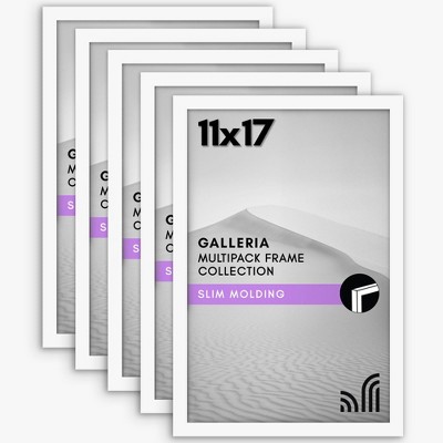 Americanflat 11x17 Picture Frame with Polished Plexiglass - Set of 5 - Galleria - Picture Frames - White