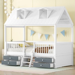 KIGFTSOD Wood Bed House Bed Frame - 1 of 4
