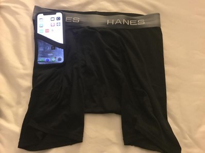 Hanes Premium Men's Xtemp Boxer Briefs With Pocket 3pk - Gray/blue
