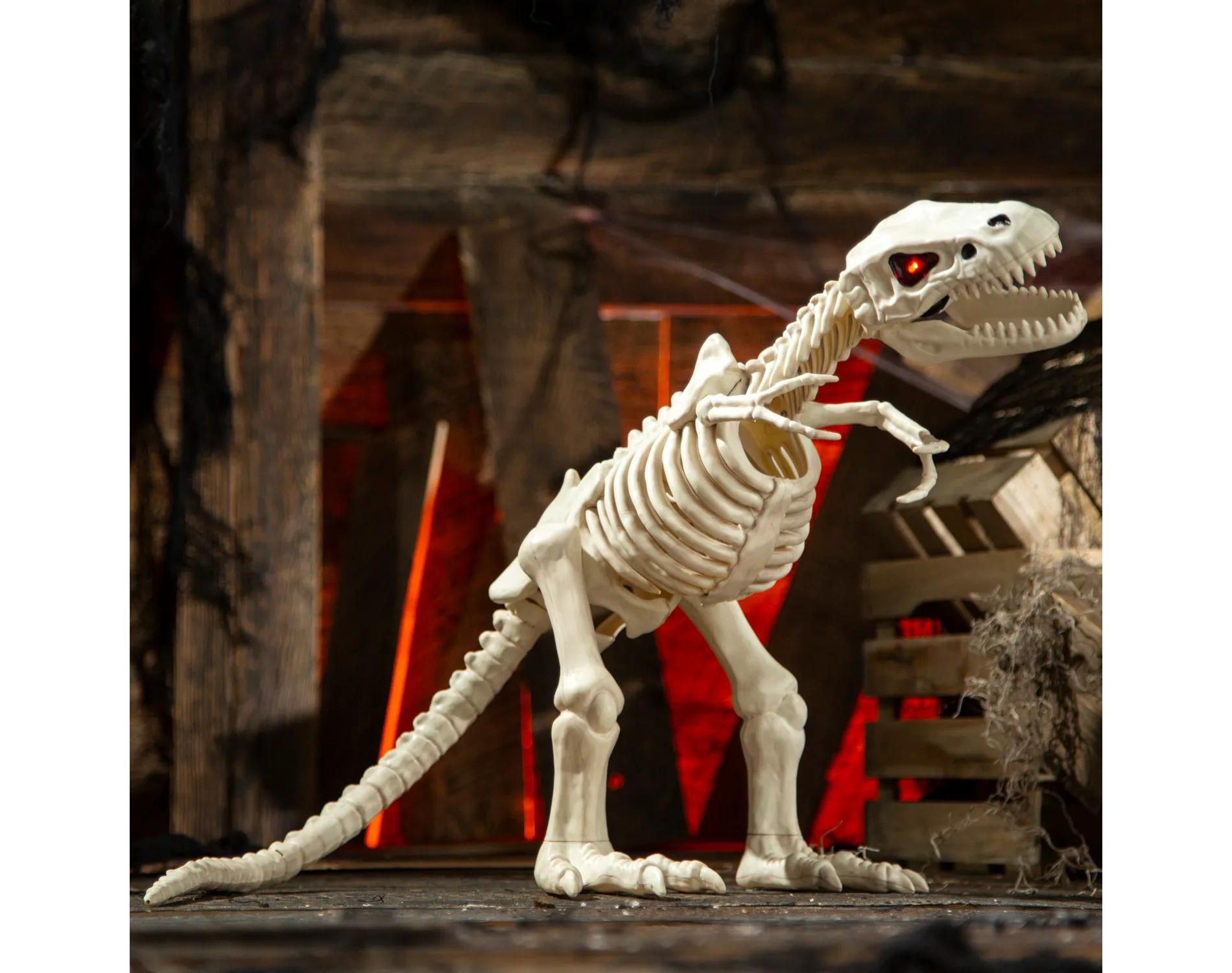 15 1/2" Light-Up Tyrannosaurus Rex Skeleton Animated Prop Halloween Decoration