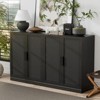 PexFix 62" W x 31" H Modern Sideboard Cabinet with 4-Doors Rattan Panels Buffet Console Accent Storage Cabinet for Hallway Entryway Dining Room Black - 3 of 4