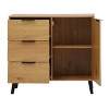 TIRAMISUBEST Natural Wood Storage Cabinet with 3 Drawers, Adjustable Shelf & Wheels - Mobile File Cabinet for Home Office - 3 of 4