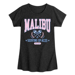 Girls' - Barbie - Malibu Varsity Fitted Short Sleeve Graphic T-Shirt - 1 of 4