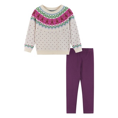 Andy & Evan  Toddler  White Gingerbread Fair Isle Sweater & Jegging Set