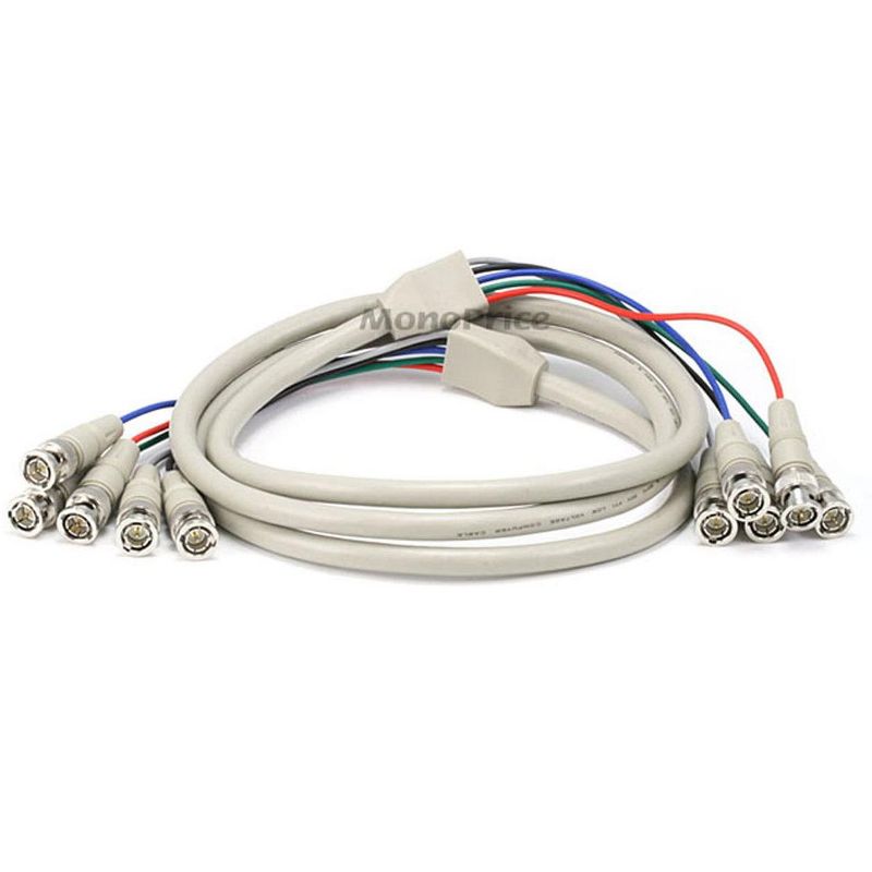 Monoprice Video Cable - 6 Feet - White | 5-BNC RGB to 5-BNC RGB, 1 of 3