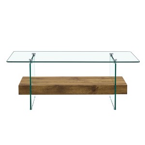 Vynxaria Retro Double-Layer Coffee Tables with Glass Top - 1 of 4