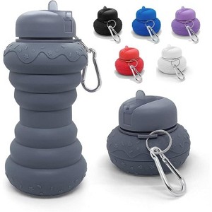 MaseiKar Collapsible Water Bottle Reusable Silicone Water Bottles for Travel Sports Gym Camping Hiking Essentials Doughnut Style 20oz BPA Free - 1 of 4