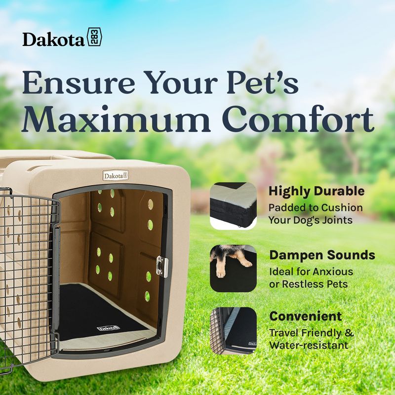 Dakota 283 Washable Portable Foam Cushioned Padded Indoor Dog Kennel Mat, Crate Cage Bed for Dogs and Pets, Black/Gray, Medium, 3 of 7