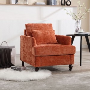 Deja Wood Frame Chenille Accent Chair, Modern Armchair for Living Room - Maison Boucle - 1 of 4