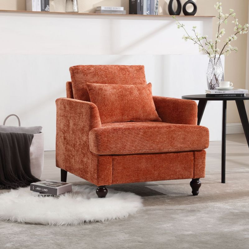 Deja Wood Frame Chenille Accent Chair, Modern Armchair for Living Room - Maison Boucle, 1 of 11