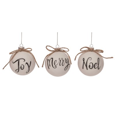 Transpac Glass Holiday Sentiment Ornament Set of 3 Home Decorations Christmas