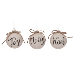 Transpac Glass Holiday Sentiment Ornament Set of 3 Home Decorations Christmas - 1 of 1
