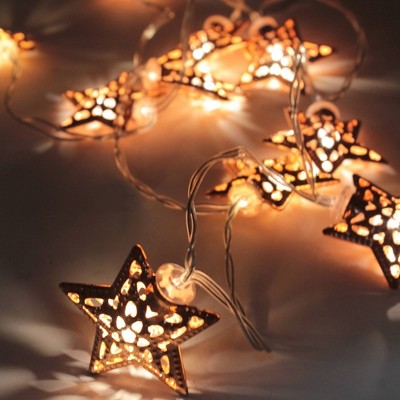 Perfect Holiday 10 LED Rose Gold Star String Light Battery Operated - Warm White