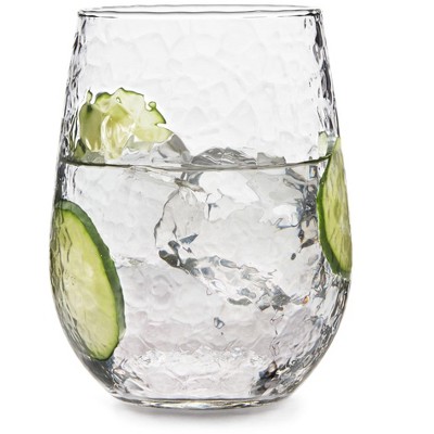 Libbey Hammered Clear Stemless All-Purpose Wine Glasses, Set of 8