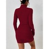 Women's Casual Sweater Dress Turtleneck Ribbed Bodycon Long Sleeve Mini Knit Dresses - 3 of 4